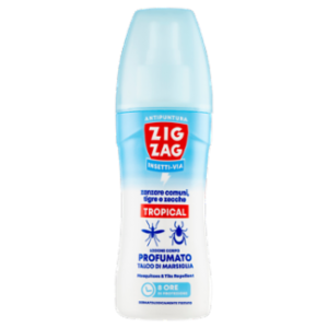 Zig Zag Insetti-Via Antipuntura Tropical Zanzare Comuni, Tigre e Zecche Talco Di Marsiglia 100 Ml