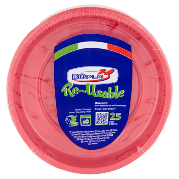 DOpla Re-Usable Piatti piani Ø 220mm Rosso 25 pz