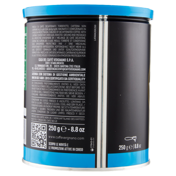 Caffè Vergnano 1882 Decaffeinato Macinatura Espresso 250 g