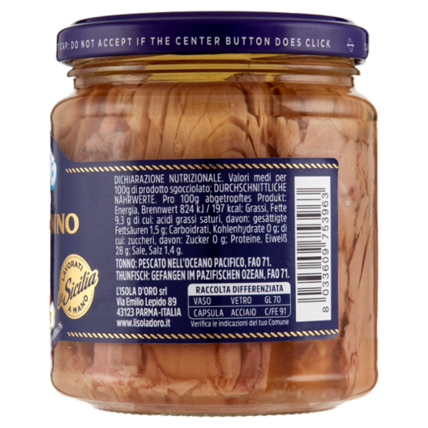 L'Isola d'Oro il Tonnotto Filetti di Tonno Gusto Delicato 270 g