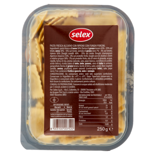 Selex Ravioli Freschi ai Funghi Porcini 250 g