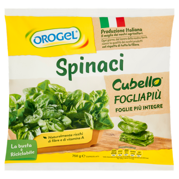 Orogel Cubello Spinaci Foglia Più Surgelati 750 g