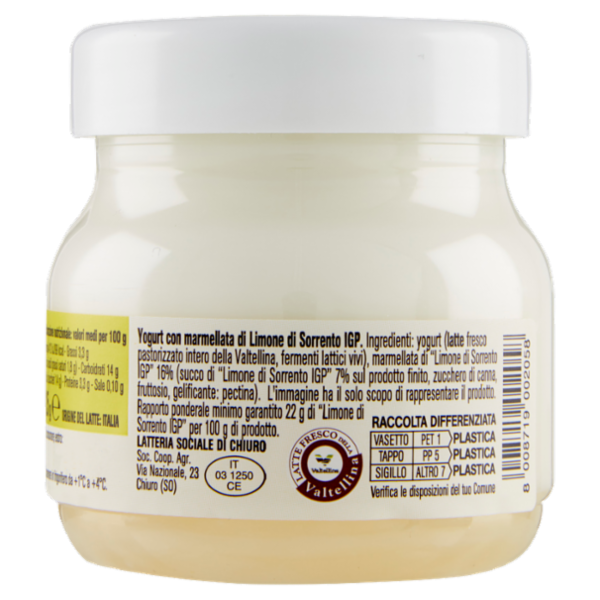 AlpiYò Yogurt di Valtellina Intero con marmellata di Limone di Sorrento IGP 125 g