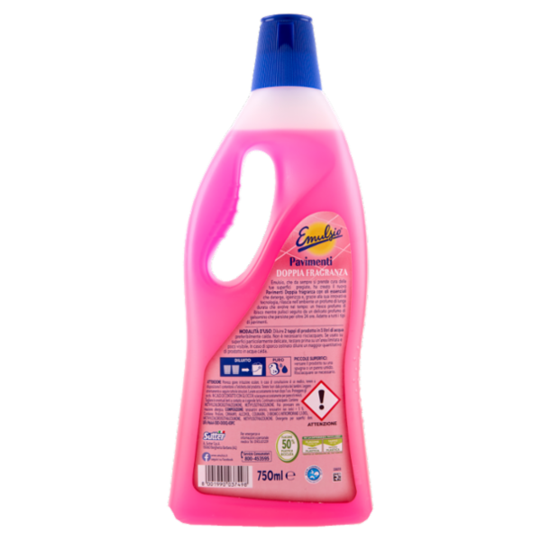 Emulsio Detergente Igienizzante Pavimenti Doppia Fragranza Ibisco Gelsomino 750 ml