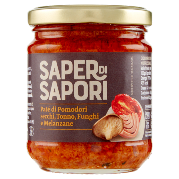 Selex Saper di Sapori Paté di Pomodori Secchi, Tonno, Funghi e Melanzane 180 g