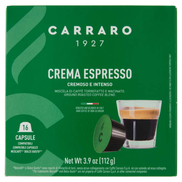 Carraro Crema Espresso Capsule Compatibili Nescafé* Dolce Gusto* 16 x 7 g