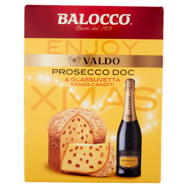 Balocco Enjoy Xmas Glassuvetta Senza Canditi 750 g & Valdo Prosecco DOC Extra Dry 75 cl