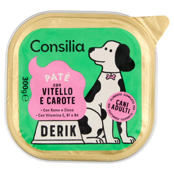Consilia Derik Paté per Cane con Vitello e Carote 300 g