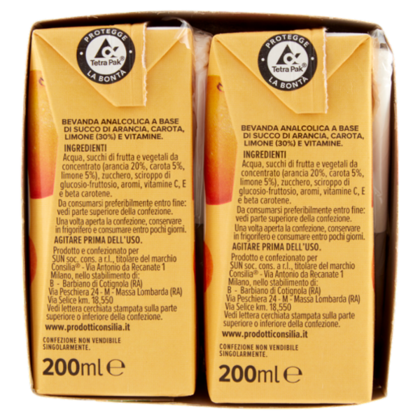 Consilia Drink ACE Arancia, Carota e Limone 6x200 ml