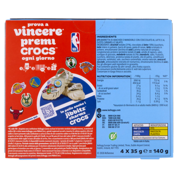 Kellogg's High Protein 26% Mandorle e Gusto Caramello Salato 4 x 35 g