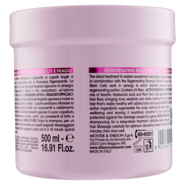 Dikson Maschera Rigenerante per Capelli Indeboliti e Fragili 500 ml