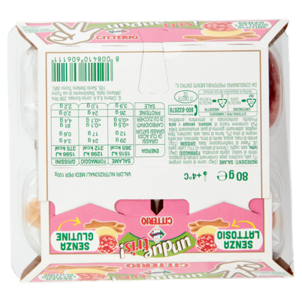 Citterio unduetris! Salame con Formaggio e Grissini Senza Lattosio Senza Glutine 80 g