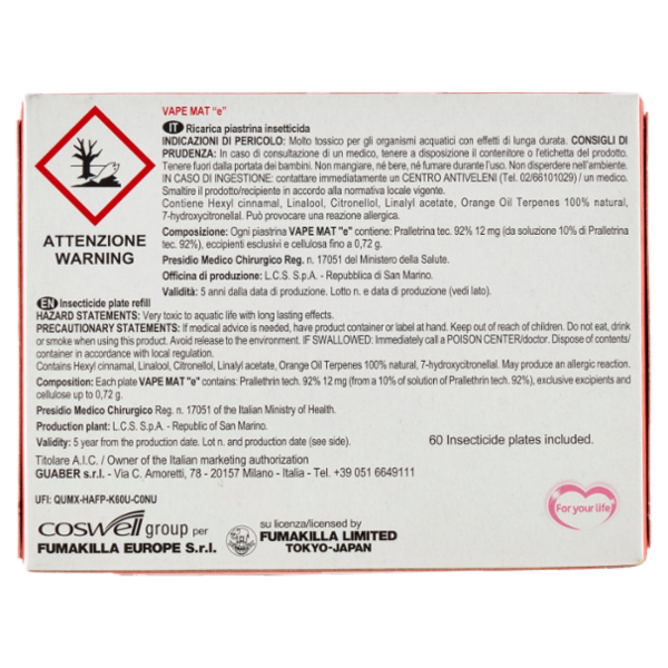 VAPE Piastrine Classic 60 pz