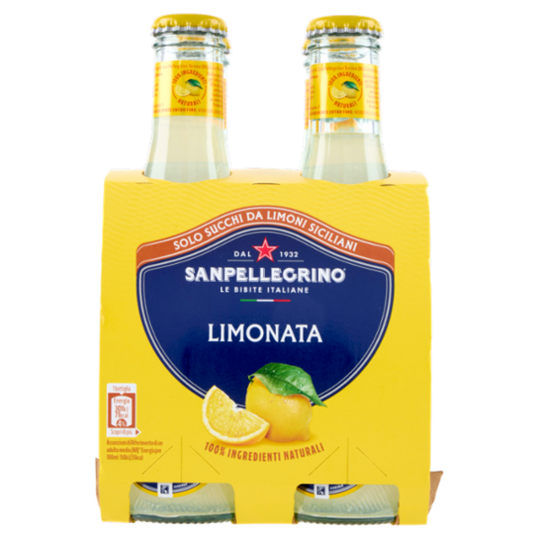 BIBITE SANPELLEGRINO, Bevande Gassate, Naturali, Limonata, Vetro 4x20cl