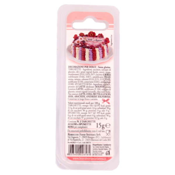 Rebecchi Spumette Rosa + n.2 Targhette Tanti Auguri 15 g