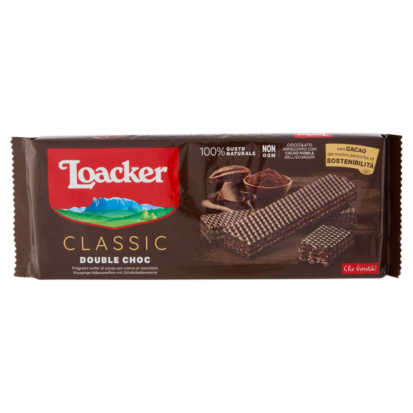 Loacker Classic Double Choc Wafer al Cacao dell'Ecuador con crema al Cioccolato Wafers 175g