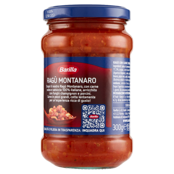 Barilla Sugo Ragù Montanaro con Funghi Condimento per Pasta 300g