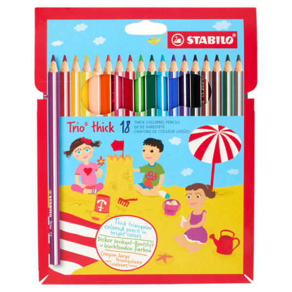 STABILO Trio thick matite colorate triangolari ed ergonomiche - astuccio da 18 pz.