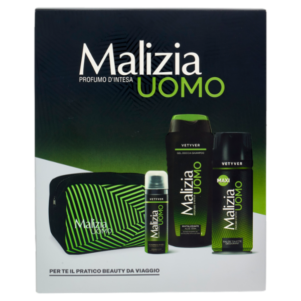 Malizia Uomo Vetyver Schiuma da Barba 50 mL + Gel Doccia Shampoo 250 mL + Edt Deodorant Maxi 175 mL