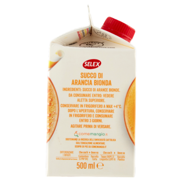 Selex Spremuta 100% Succo di Arancia Bionda 500 ml