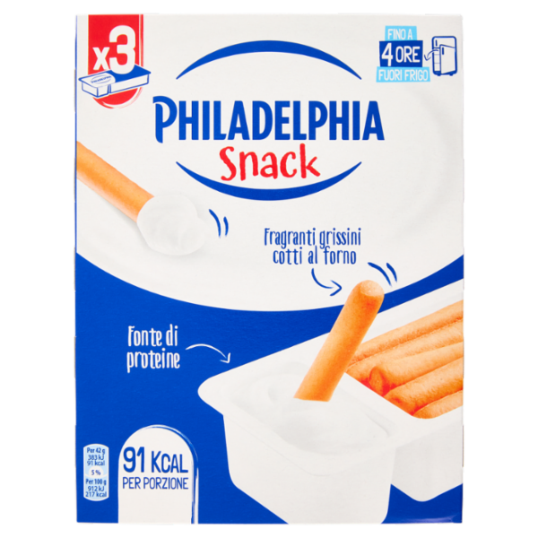 Philadelphia Snack - Cremoso Philadelphia e Fragranti Grissini Cotti al Forno- 3x42g