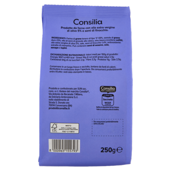 Consilia Taralli con Semi di Finocchio 250 g