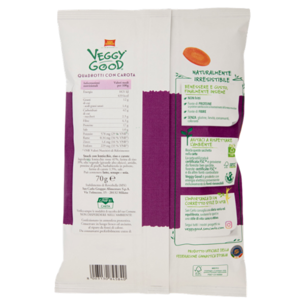 San Carlo Benessere Veggy Good Quadrotti con Carota 70 g