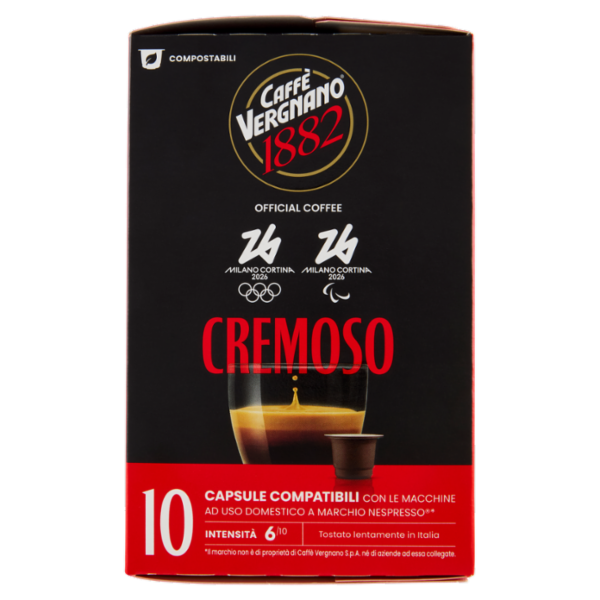 Caffè Vergnano 1882 Cremoso Capsule Compatibili Nespresso* 10 x 5 g