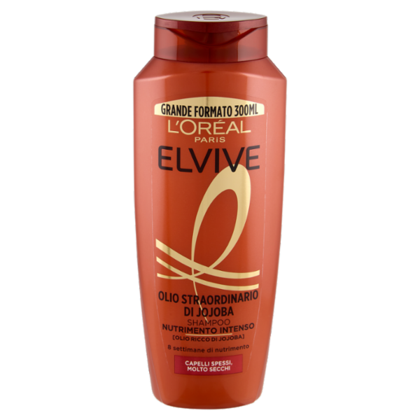 Elvive Olio Straordinario di Jojoba Shampoo Nutrimento Intenso, per Capelli Molto Secchi, 300 ml