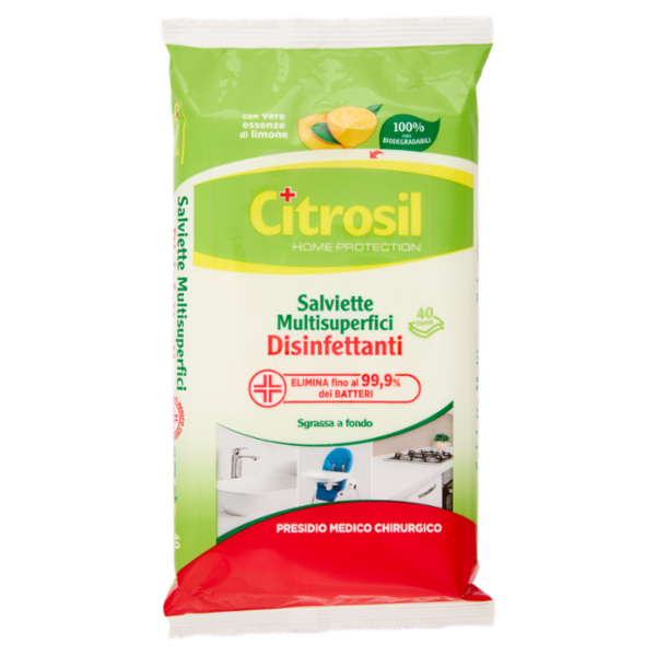 Citrosil Home Protection Salviette Multisuperfici Disinfettanti Limone 40 pz