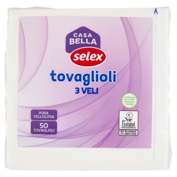 Selex Casa Bella Tovaglioli 3 Veli 38x38 cm Bianchi 50 pezzi