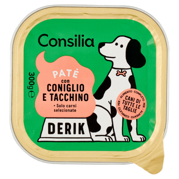 Consilia Derik Paté per Cane con Coniglio e Tacchino 300 g