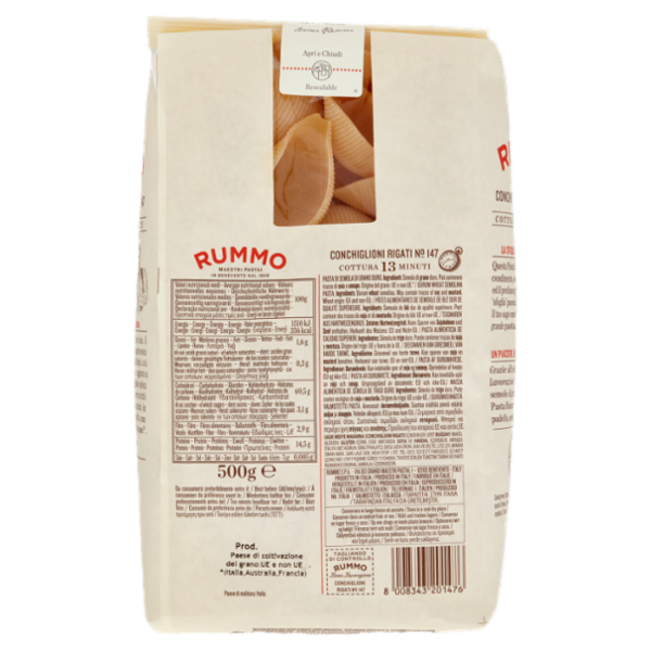 Rummo Le Leggendarie Conchiglioni Rigati N° 147 500 g