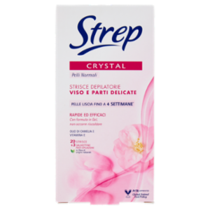 Strep Crystal Strisce Depilatorie Viso e Parti Delicate 20 Strisce + 4 Salviettine