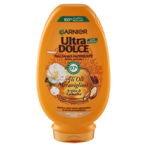 Garnier Ultra Dolce Balsamo Meraviglioso all'olio d'argan e di camelia per capelli secchi, 250 ml