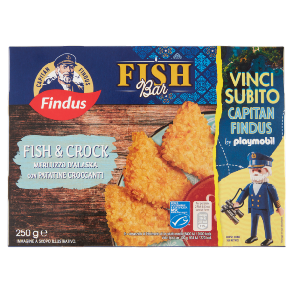 Capitan Findus Fish Bar Fish & Crock Merluzzo D'Alaska con Patatine Croccanti 250 g