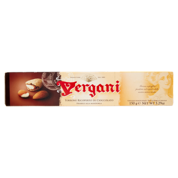 Vergani Torrone Ricoperto di Cioccolato Friabile alla Mandorla 150 g