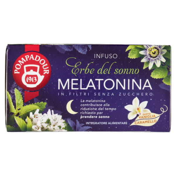 Pompadour Infuso Erbe del sonno Melatonina in Filtri Senza Zucchero bustine 18 x 2 g