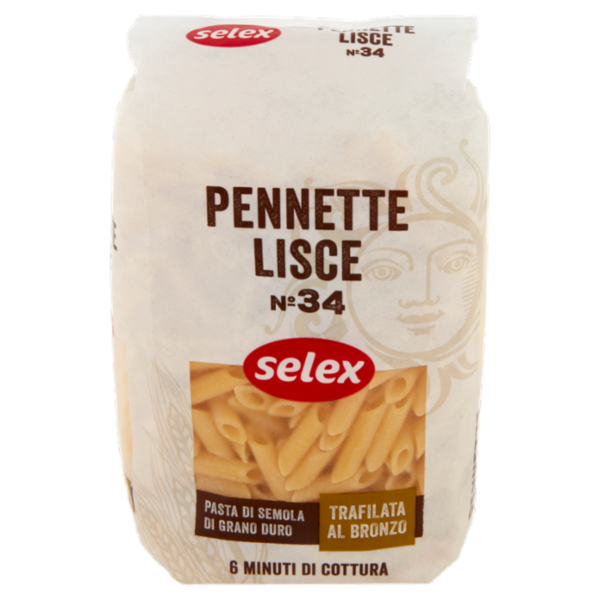 Selex Pasta di Semola Trafilata al Bronzo Pennette Lisce 500 g
