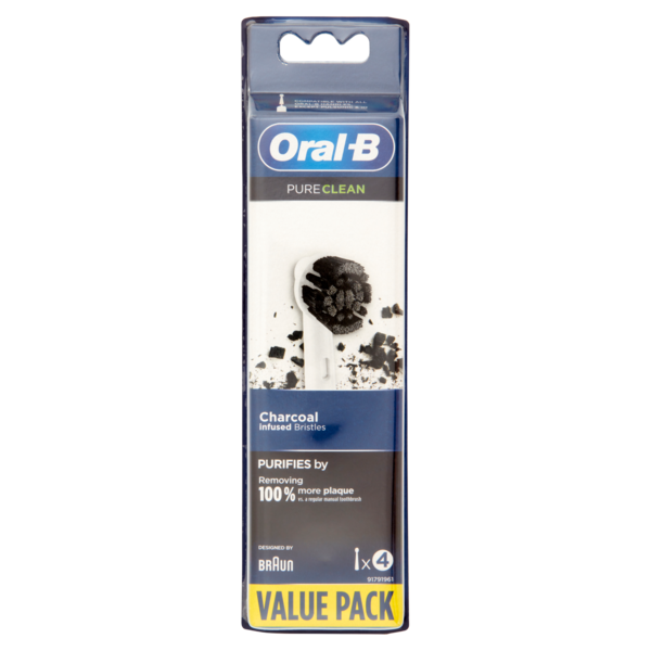Oral-B Power Pure Clean Testine Ricambio Spazzolino Elettrico Ricaricabile-4 Refills Setole Carbone