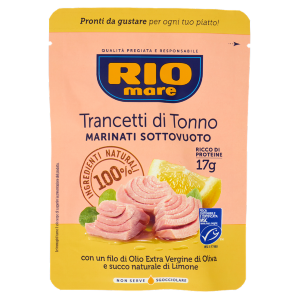 Rio mare Trancetti di Tonno con un filo di Olio Extra Vergine di Oliva e succo di Limone 70 g
