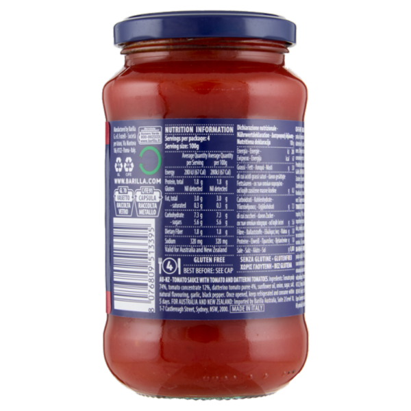 Barilla Sugo Pomodoro e Datterini 100% Pomodoro Italiano Condimento per Pasta 400g