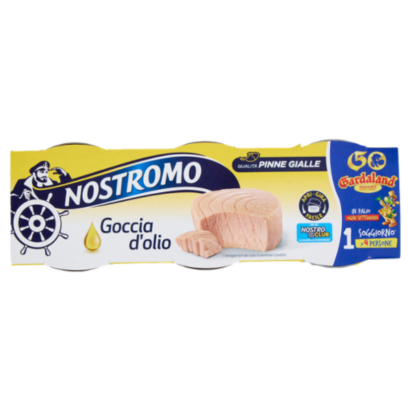Nostromo Goccia d'olio Tonno all'Olio di Oliva Qualità Pinne Gialle 3 x 65 g