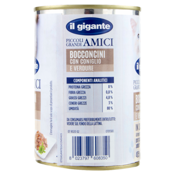 IL GIGANTE Piccoli Grandi Amici Bocconcini con Coniglio e Verdure in Salsa 405 g