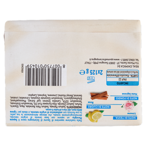Spuma di Sciampagna Benessere Sapone solido Marsiglia 2 x 125 g