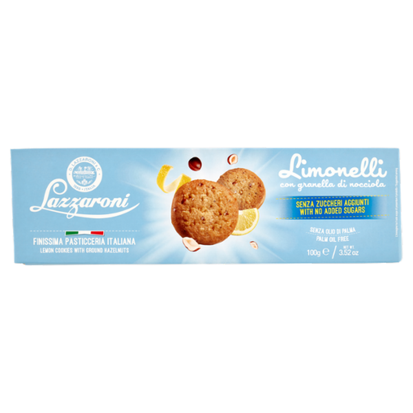 Lazzaroni Senza Zuccheri Aggiunti Limonelli con granella di nocciola 100 g