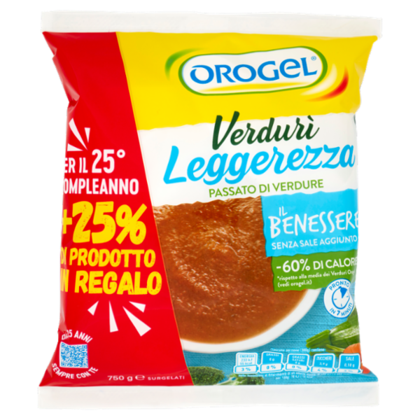 Orogel Il Benessere Verdurì Leggerezza Passato di Verdure Surgelati 750 g