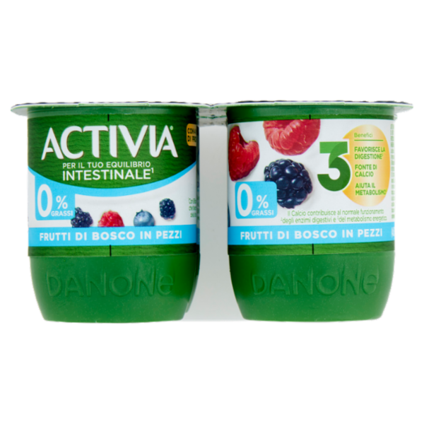 ACTIVIA Yogurt con Probiotico Bifidus, 0% Grassi, gusto Frutti di Bosco, 4x125g