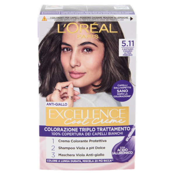 L'Oréal Paris Excellence Cool Creme Colorazione Triplo Trattamento Castano Chiaro Ultra Freddo 5.11