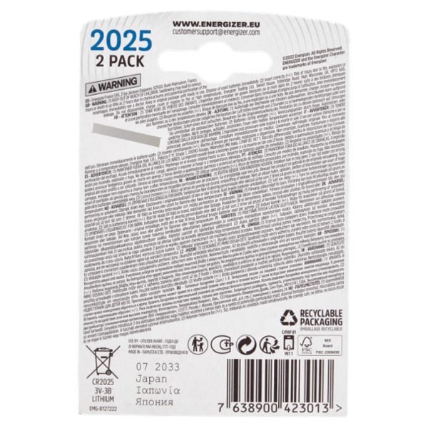 Energizer 2025 Ultimate Lithium 2 pz